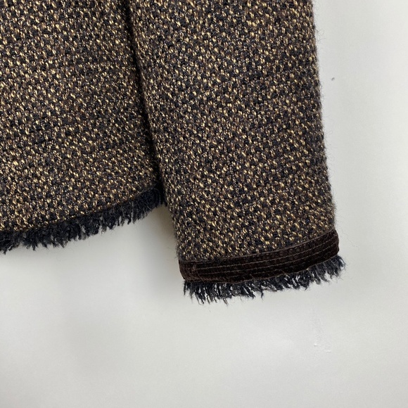 GERARD DAREL Tweed Fringe Tie Belted Blazer 36 Jacket Career Preppy Brown - Picture 7 of 8